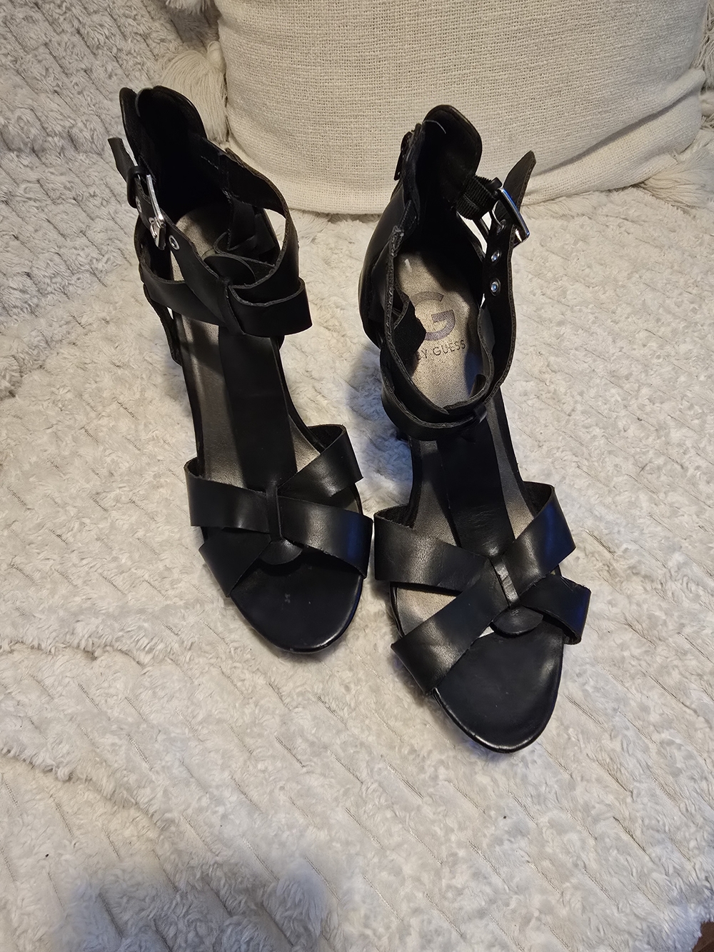 G by Guess Black Strappy High Heel Sandals